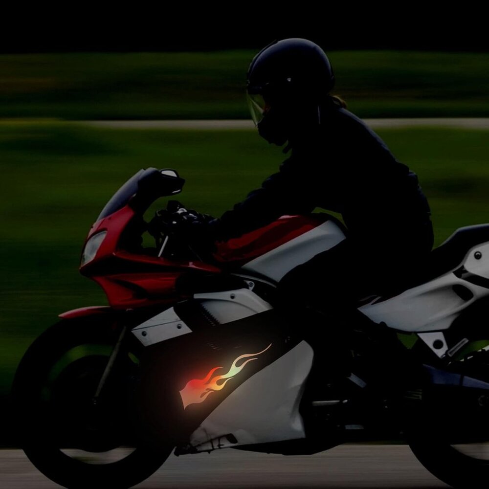 4 Pcs 11.4'' Flame Reflective Sticker for Car Vinyl Racing Sports Flame Stripe D - Picture 5 of 6